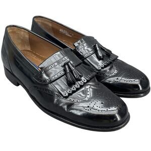 Bostonian Black Leather Wingtip Tassel Kiltie Slip On Dress Loafer Men 11